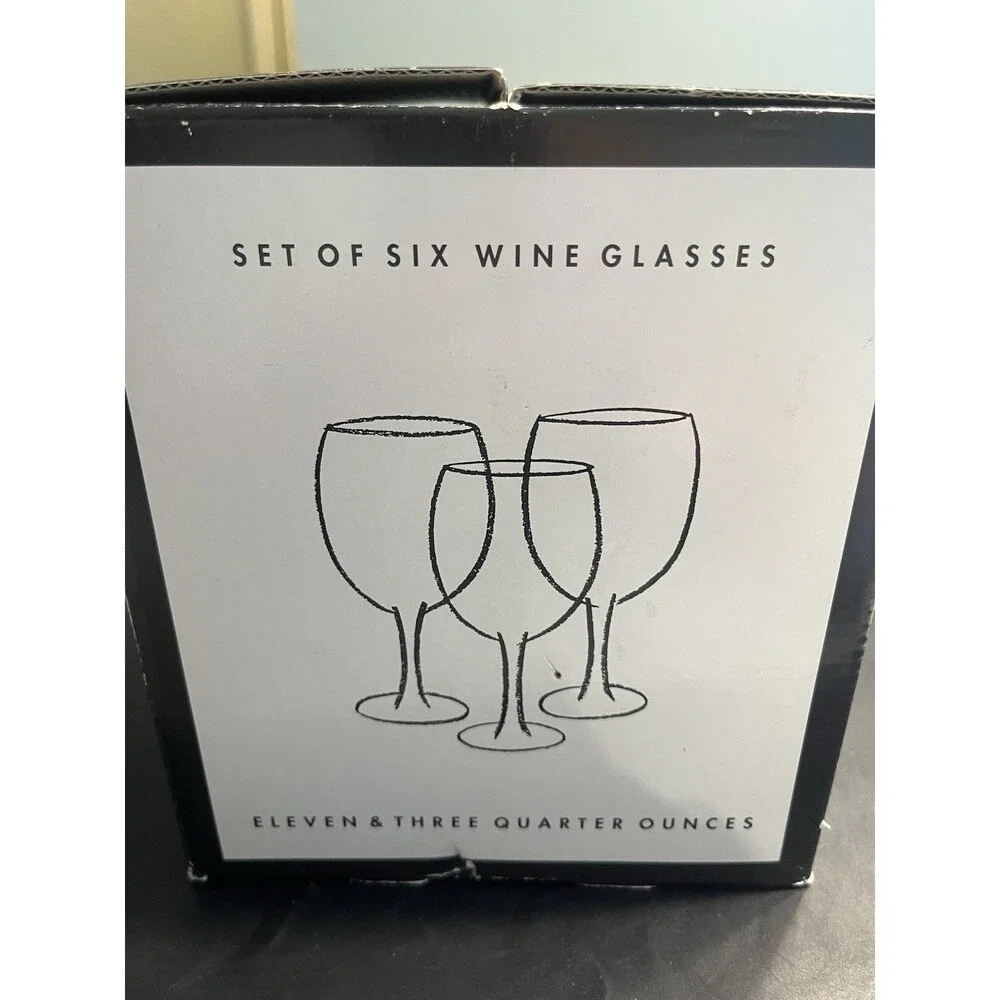 6pc Pottery Barn Clear Glass Wine Goblets Water 11 3/4oz Made in Holland